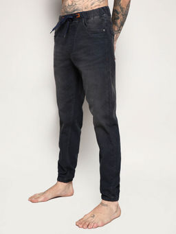 Campus Sutra - Mens Dark Grey Cinched Hem Denim Jeans