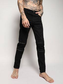 Campus Sutra - Mens Zip Detail Slim Fit Denim Jeans