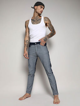 Campus Sutra - Mens Dark Blue & Grey Contrast Back Denim Jeans