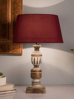 Homesake - White Trophy Carved Table Lamp Red Drum