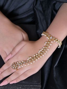 Swan Jewels - Mogra Kundan Pearl Bridal Hathphool
