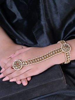 Swan Jewels - Chandani Kundan Pearl Bridal Hathphool