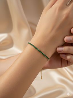 RACHIVA - 18K Gold Plated Emerald Green Tennis Bracelet For Women