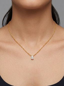 RACHIVA - 18K Gold Plated Pear CZ Solitaire Prong Necklace