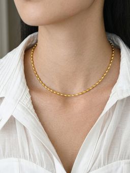 RACHIVA - 18K Gold Plated Glossy Oval Bead Chain Necklace