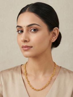 RACHIVA - 18K Gold Plated Braided Twisted Snake Chain Ball Station Necklace