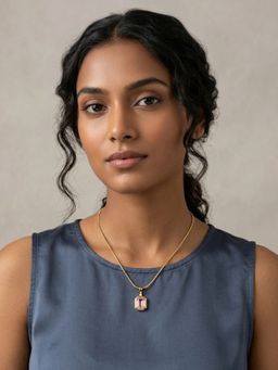 RACHIVA - 18K Gold Plated Pink Emerald Cut CZ Bezel Snake Chain Necklace