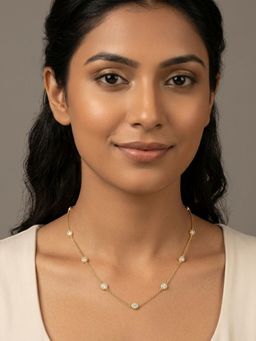 RACHIVA - 18K Gold Plated Seven CZ Bezel Station Necklace