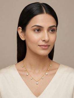 RACHIVA - 18K Gold Plated Pear And Round CZ Multi Charm Station Necklace