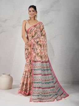 KALAASHREE - Multi-Color Chanderi Digital Print Saree With Unstitched Blouse
