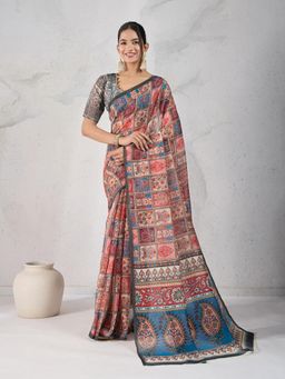 KALAASHREE - Multi-Color Chanderi Digital Print Saree With Unstitched Blouse
