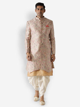 KISAH - Men Cream Kurta Sherwani (Set of 3)