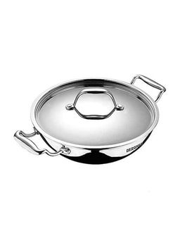 Bergner - Argent Triply Stainless Steel 34Cm Deep Kadai with Lid
