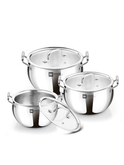 Bergner - Be Essentials Triply Stainless Steel 3 Piece Induction Rice Handi Set
