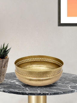 HomeTown - Tjori Iron Urli in Gold Colour