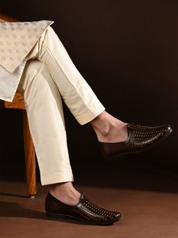 Louis Stitch - Men Brown Slip-On Multi-Strip Nagra Mojaris