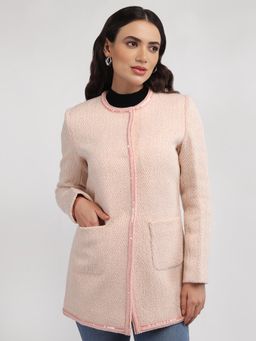 Lure Urban - Women Pink Polyester Round Neck Coat