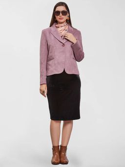 Lure Urban - Women Mauve Polyester Notched Lapel Blazer