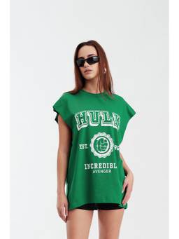 Bonkers Corner - Women Green Cotton Round Neck Tank Top