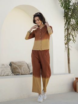 SAY - Pure Cotton Tie and Dye V-Neck Shirt with Pyjamas