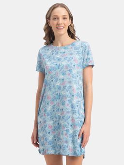 Jockey - RX25 Women Micro Modal Cotton Printed Sleep Dress - Forget Me Not