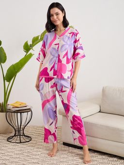 July Nightwear - Cotton Multi Color Short Shirt and Pyjama For Women