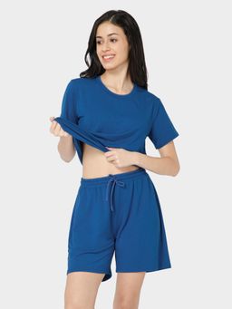 Bummer - Womens Premium Lounge Shorts with Drawstring Waist Blue