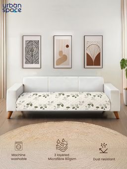 Urban Space - Quilted Microfibre Sofa Cover with Tassels - Tea Leaves