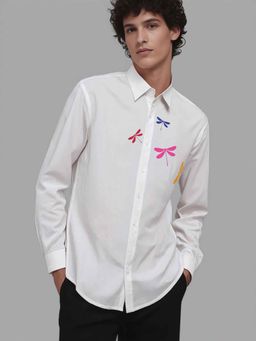HE SPOKE - White Printed Casual Shirt