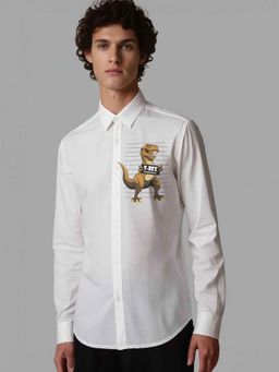 HE SPOKE - White Printed Casual Shirt