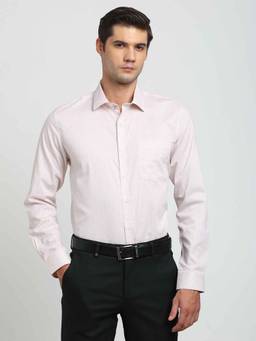 Turtle - Men Light Pink Printed Full Sleeve Regular Fit 100% Cotton Formal Shirt
