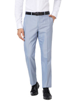Park Avenue - Regular Fit Self Design Blue Trousers