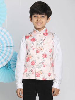 Vastramay - Boys Multicolor-Base-Peach Nehru Jacket