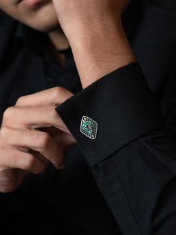 Shaya by CaratLane - 925 Silver Shaya by CaratLane Slytherin 925 Green Cufflinks