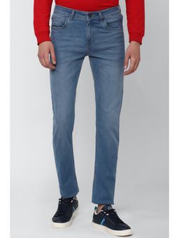 Peter England - Men Blue Mid Wash Classic Tapered Jeans