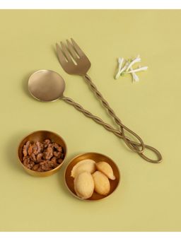Lovedwell - Gold Floral Salad Server (Pack of 2)