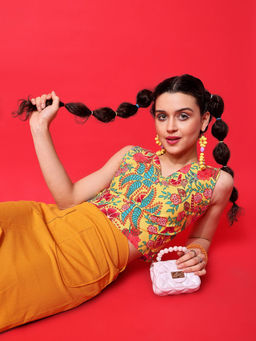 PURVAJA - Printed Yellow Crop Top