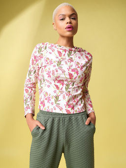 PURVAJA - Printed Beige Regular Top