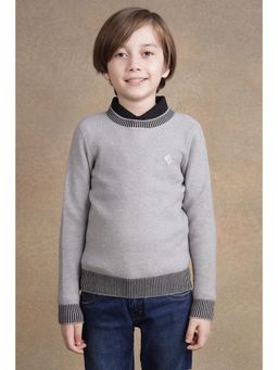 One Friday - Boys Grey Solid Sweater