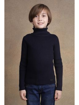 One Friday - Kids Boys Navy Blue Solid Sweater