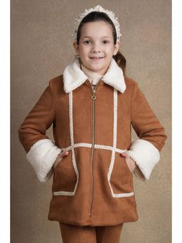 One Friday - Kids Girls Coffee Solid Jacket