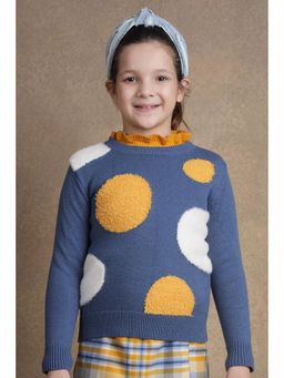 One Friday - Girls Blue Polka Dot Sweater