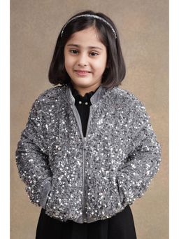One Friday - Kids Girls Grey Sequins Jacket