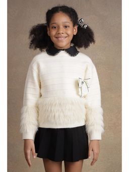 One Friday - Girls Off White Solid Sweater