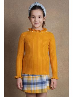 One Friday - Kids Girls Mustard Solid Pullover