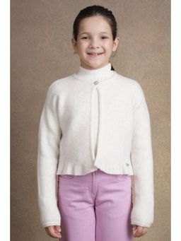 One Friday - Baby Girls Off White Solid Cardigan