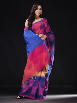Beatitude - Pink Blended Cotton Woven Saree with Unstitched Blouse