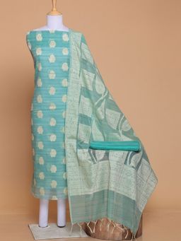 Zari Jaipur - Turquoise Chanderi Fabric with Weaving (Set of 3)