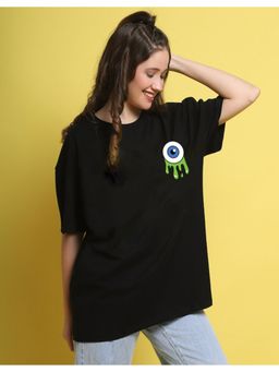 JUNEBERRY - Black Eye Oversized Women Printed T-Shirt