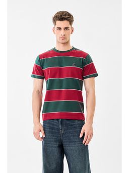 Snitch - Green Stripes Half Sleeves Regular Casual T-shirt for Men